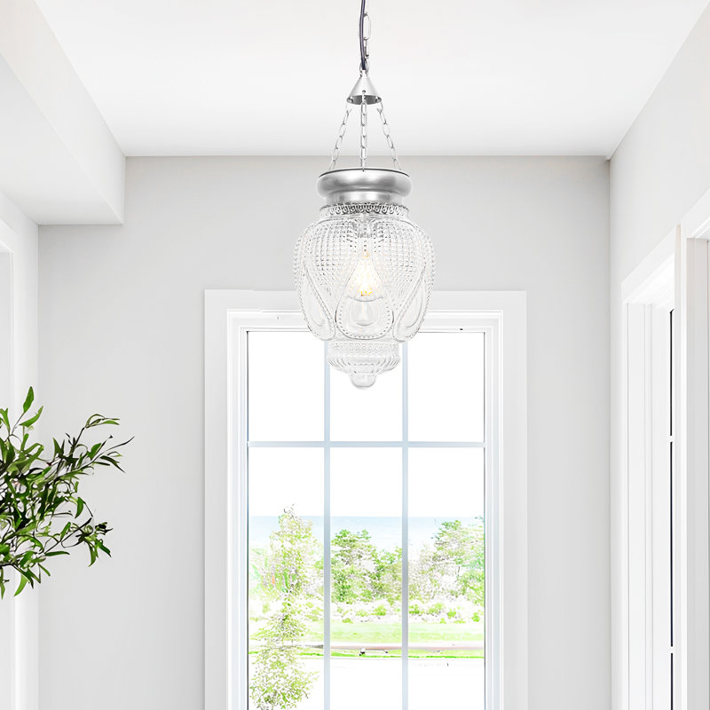 Luminaire suspendu moderne en verre, Nickel brossé