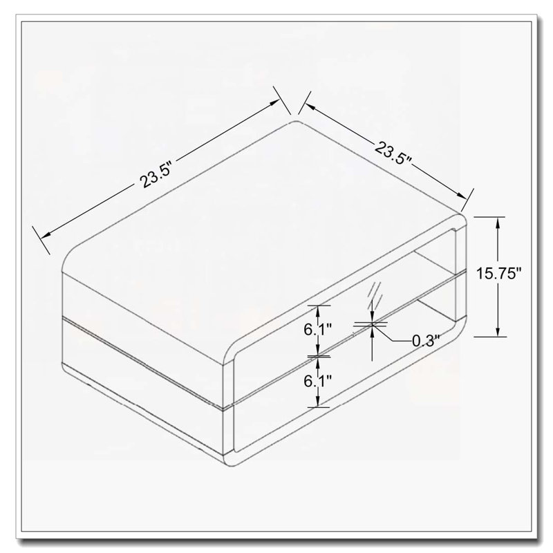 Emerson White High Gloss 1-Shelf Rectangular Side End Table