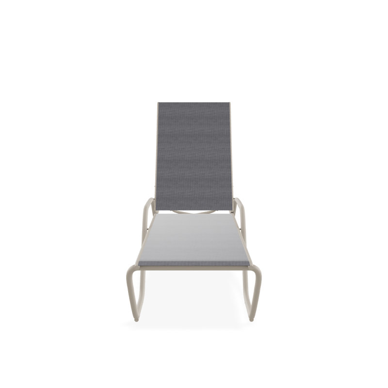 Outdoor Rust-Resistant Metal Chaise Lounge, Textured Desert, Augustine Pewter