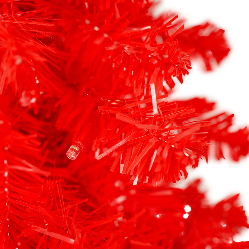 4ft Red and White PVC Christmas Hat Style Tree with Lights