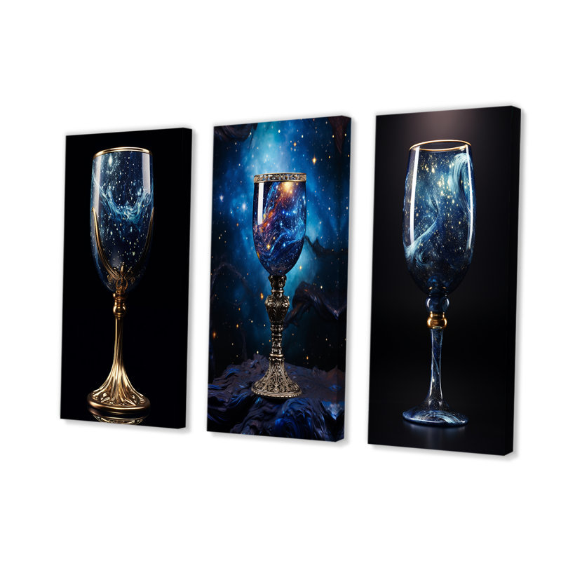 Verre gobelet en verre - ensemble d'art mural sur toile 4 verres, Toile tendue, H 40 po x l 60 po