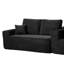 Canapé d'angle modulaire 2 places, 173 cm de long, en tissu peluche noir, monobloc, aucun assemblage requis