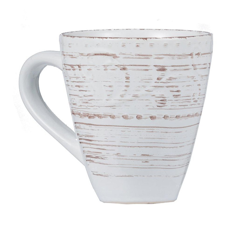 Cream Ceramic Rustic Flare 14oz Mugs - Set of 4