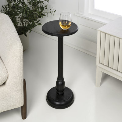 Leopold 24.5" Cottage Mango Wood Pedestal Round Drink Table and Decorative End Table