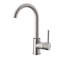 Robinet d'évier de cuisine moderne en acier inoxydable - poignée simple, nickel brossé, poignée en acier haute performance, construction