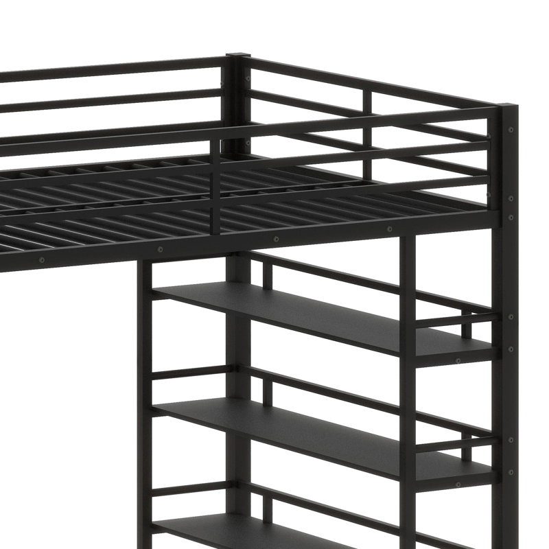 Couchette haute peu encombrante avec rangement à plusieurs niveaux, placards sécurisés et garde-robe