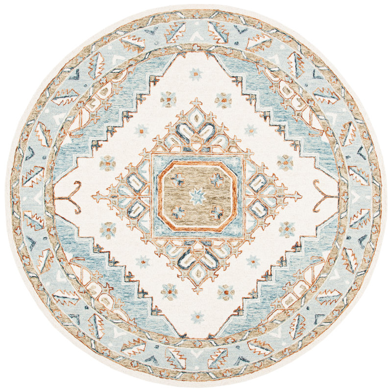 Donney Hand Tufted Wool Southwestern Rug, Round 7'