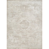 Mona Power Loom Polyester Geometric Area Rug in Cream/Taupe