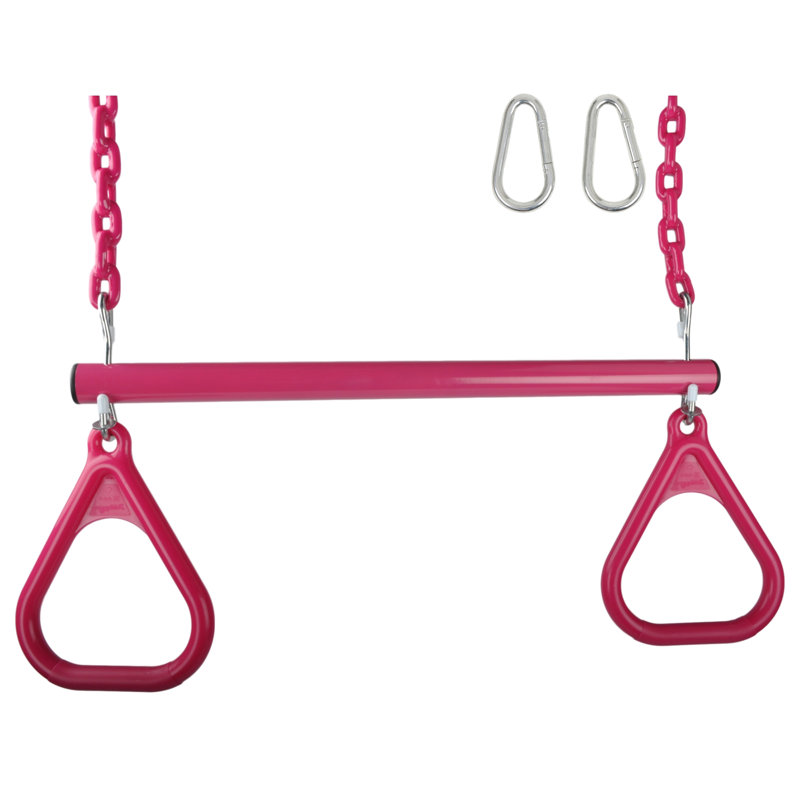 Trapeze Bar with Rings and Coated Chain, Pink