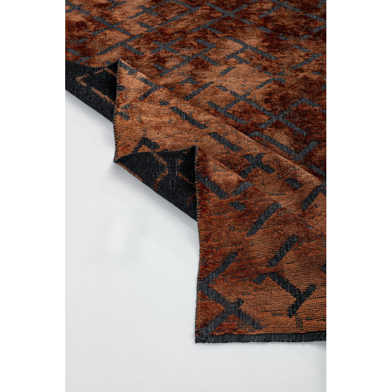 Orange/Black Geometric Luxury Area Rug, Rectangle 7'10" x 11'2"
