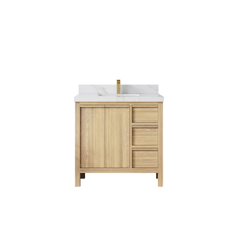 Chêne blanc Elizabeth X P 22 po De meuble-lavabo central D Calacatta Poanazzo Quartz, Sienne Calacatta