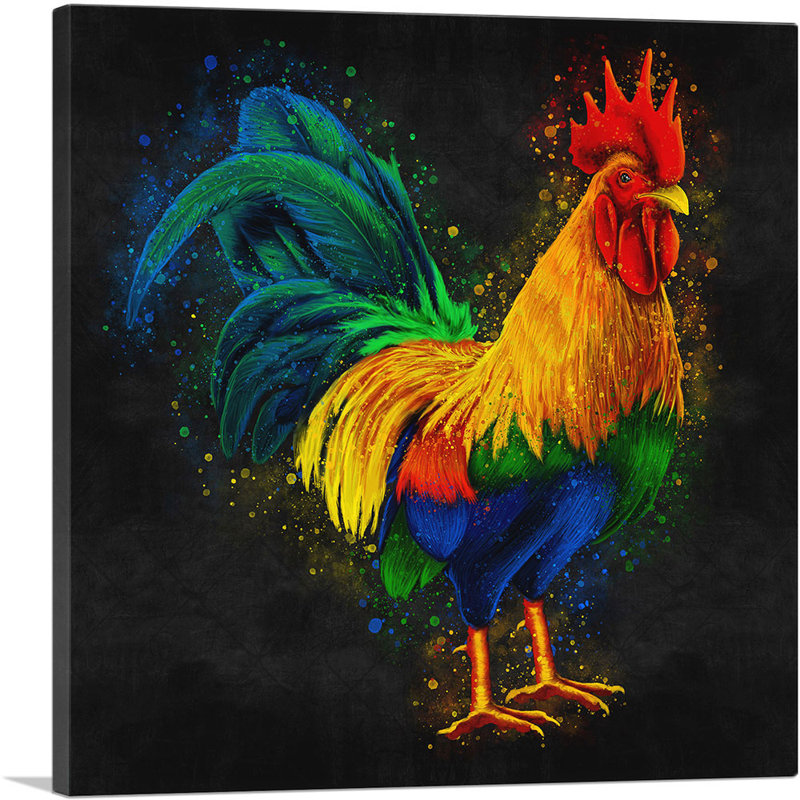 «Rooster Bird Farm Animal», impression sur toile tendue, H 12 po x l 12 po x P 0,75 po