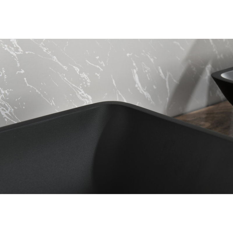 Lavabo de salle de bain rectangulaire en noir mat avec aspect attrayant - L 14,38 po x l 22,25 po H 4-3 / 8 po en verre, élégant