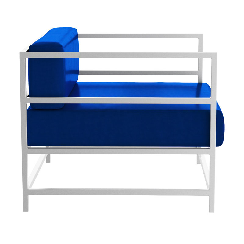 Fauteuil club Delano, non, Toile Sunbrella® bleu pacifique, Blanc Tex