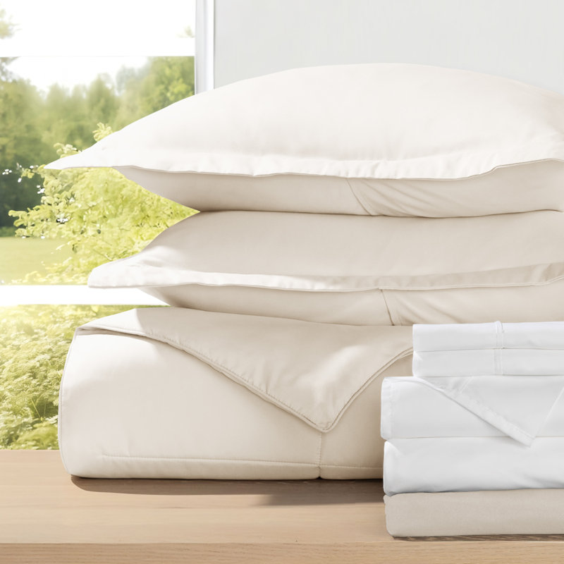 Becky Cameron Microfiber Bedding Sets, Ivory, Twin XL Comforter + 5 Additional Pieces