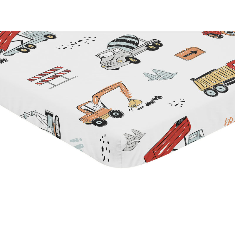 Drap-housse pour lit de bébé Construction Truck
