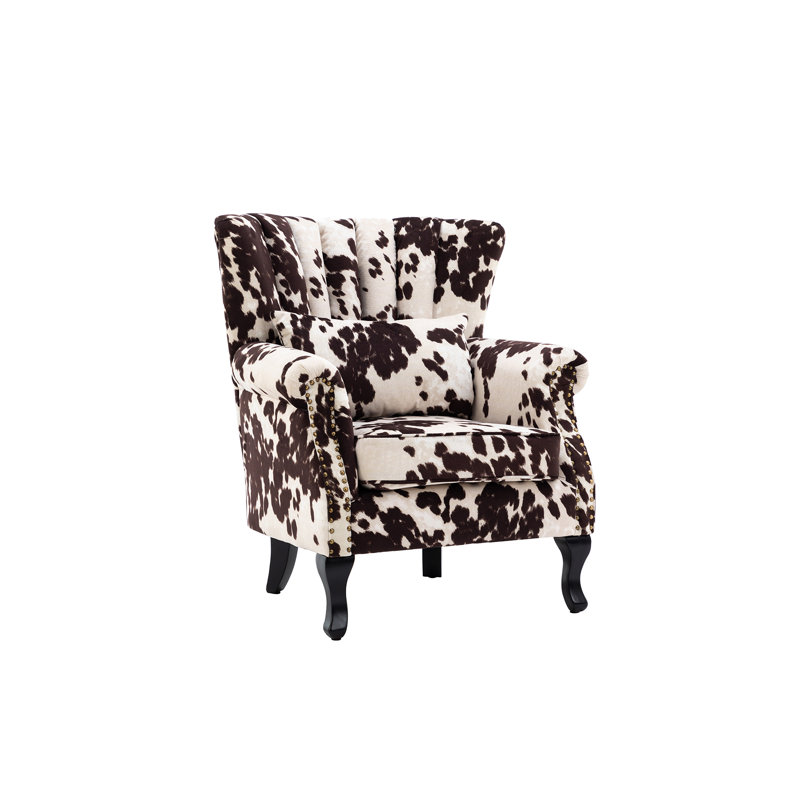 Dorava Velvet Accent Chair, Cow