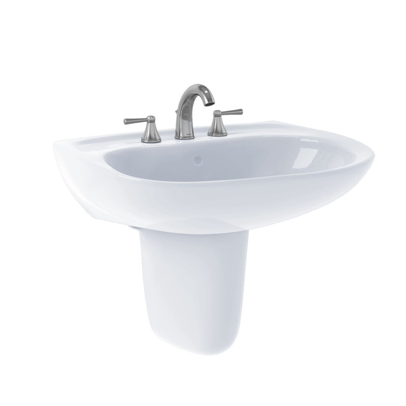 Prominence® Vitreous China Oval Wall Mount Bathroom Sink with Overflow, Cotton, Single Hole
