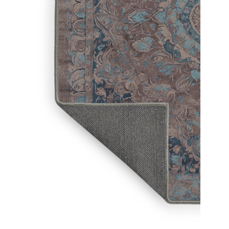 Tapis gris soyeux et moelleux, Rond 3 pi