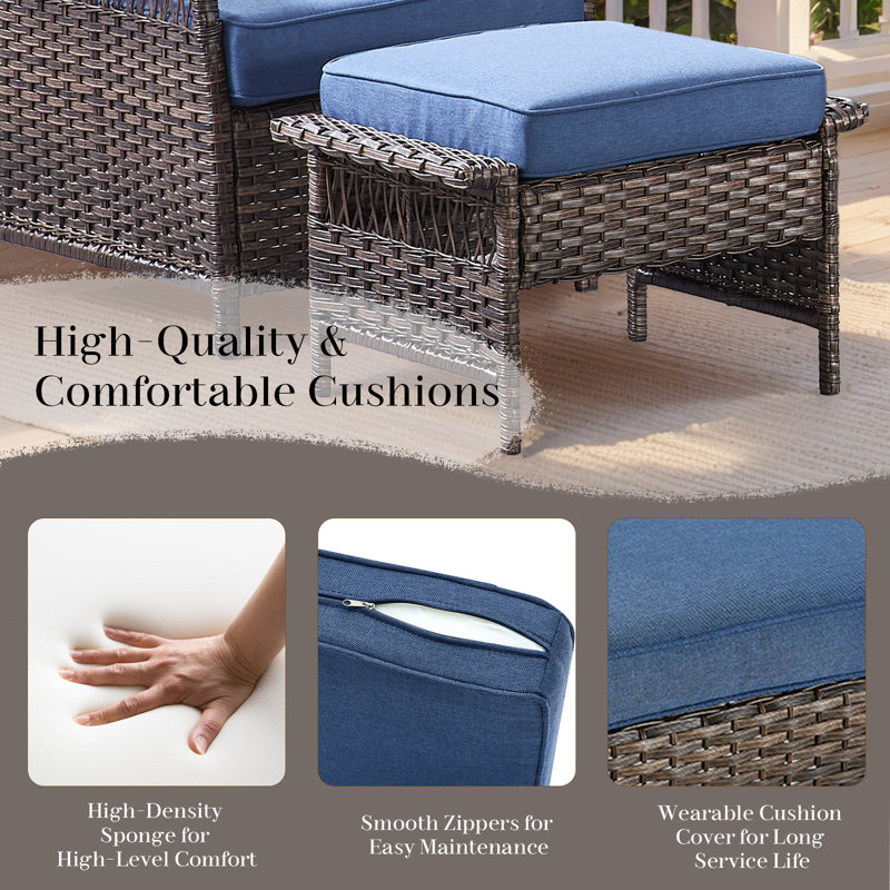 Tapash 9 - Person Patio Conversation Set with Cushions, Blue