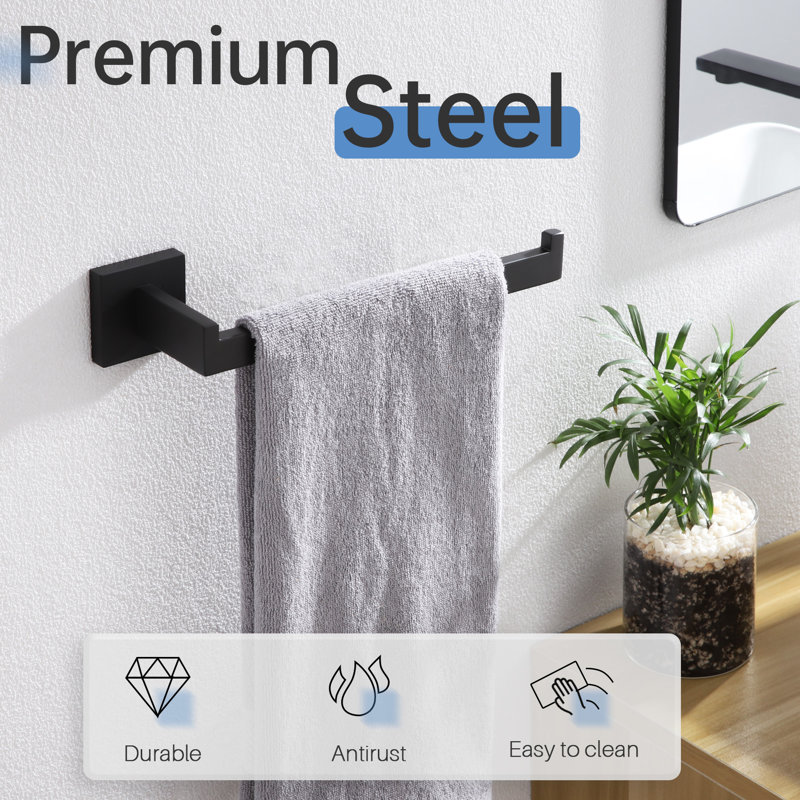 6 Piece Bath Hardware Set, Matte Black