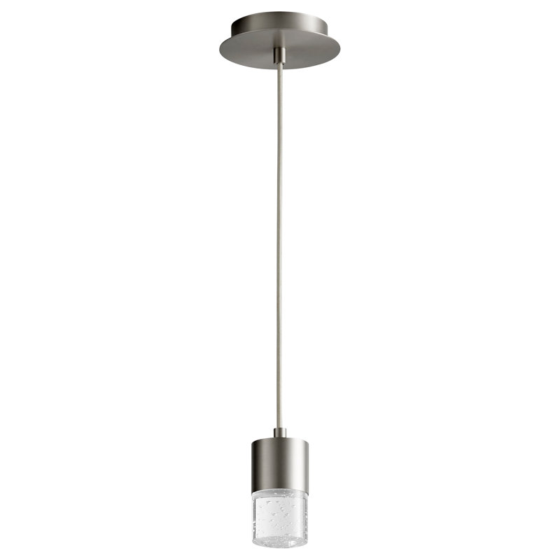 Luminaire suspendu cylindrique à 1 lumière DEL, Nickel satiné, H 125,5 po x l 2 po x P 2,75 po