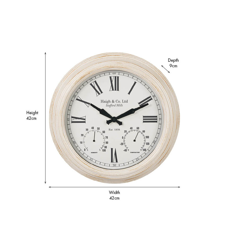 Metal Wall Clock, Gold/Cream