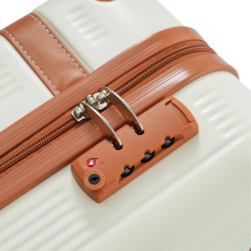 Ensemble de 3 valises Hardshell, valise de cabine 20 pouces avec roulettes, verrou TSA, ABS léger et durable pour le voyage, crème