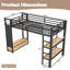 Lit mezzanine en métal peu encombrant avec garde-robe intégrée et rangement perforé