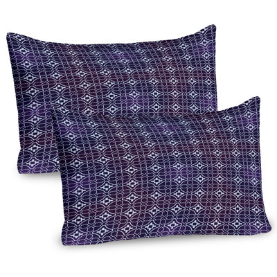 Ambesonne Abstract Pillow Sham 2 Pack Modernized Oriental Shapes Dark Purple White
