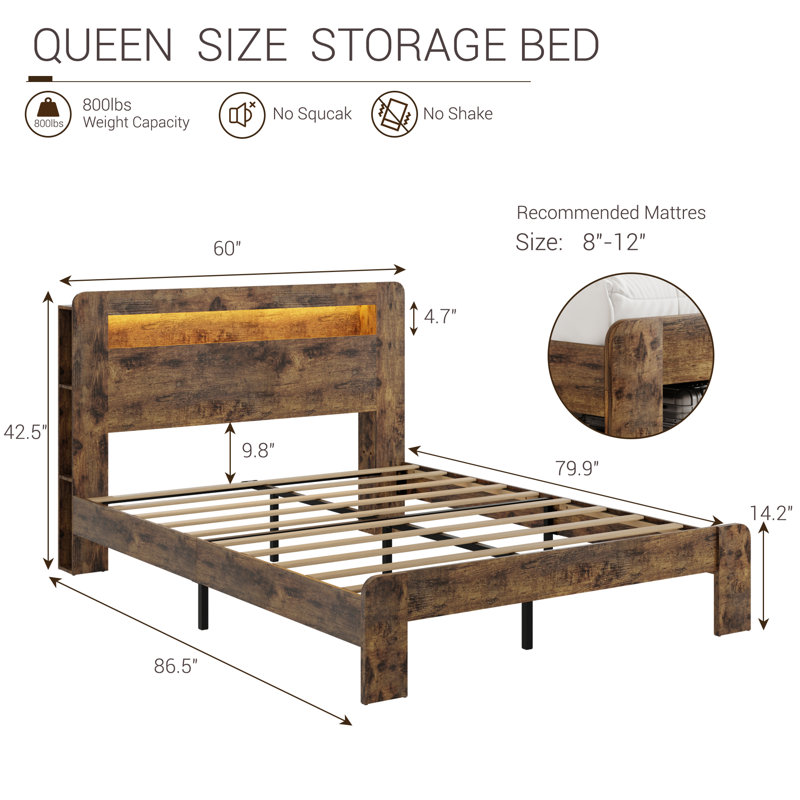 Base de lit grand format avec tête de lit Farmhouse, Queen