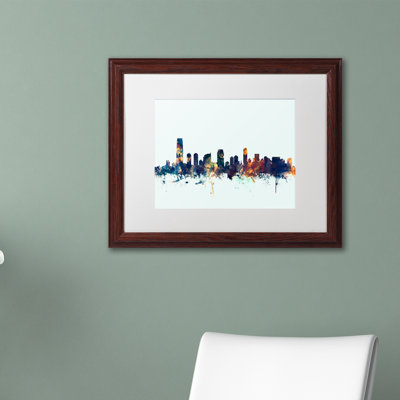 «Jersey City NJ Skyline Blue», impression encadrée