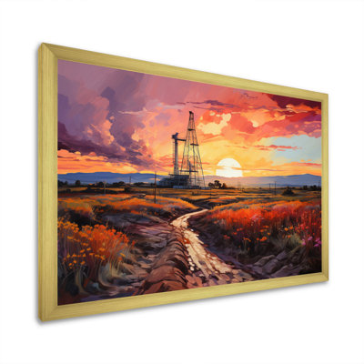 Orange Oil Rigs Rig Resonance II - Oil Rigs / Fields Canvas Print