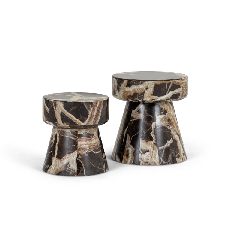 Tahlil - Ensemble de tables de bout modernes en faux marbre