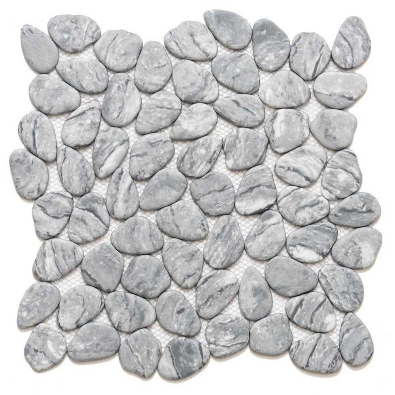 Recycled Cenote Pebble 13" x 13" Glass Wall & Floor Tile, Smoke Gray