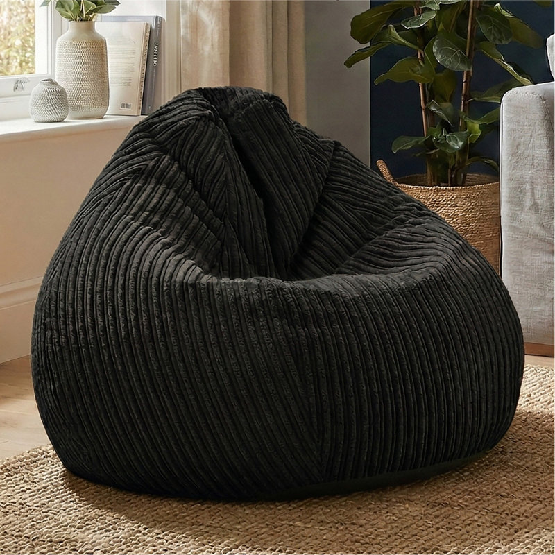 rucomfy Beanbags Large Corduroy Slouchbag - Plush Bean Bag Chair for Adults, Teens and Kids - Home Furniture Seating for Living Room or Bedroom - Machine Washable 80cm x 110cm
