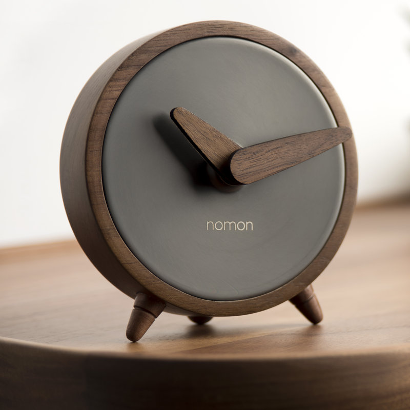 Nomon Atomo Black and Walnut Quartz Tabletop Clock