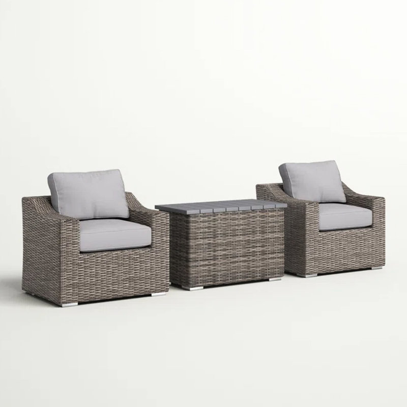 Ensemble de conversation extérieur gris - Fauteuils et table basse avec coussins pour la détente