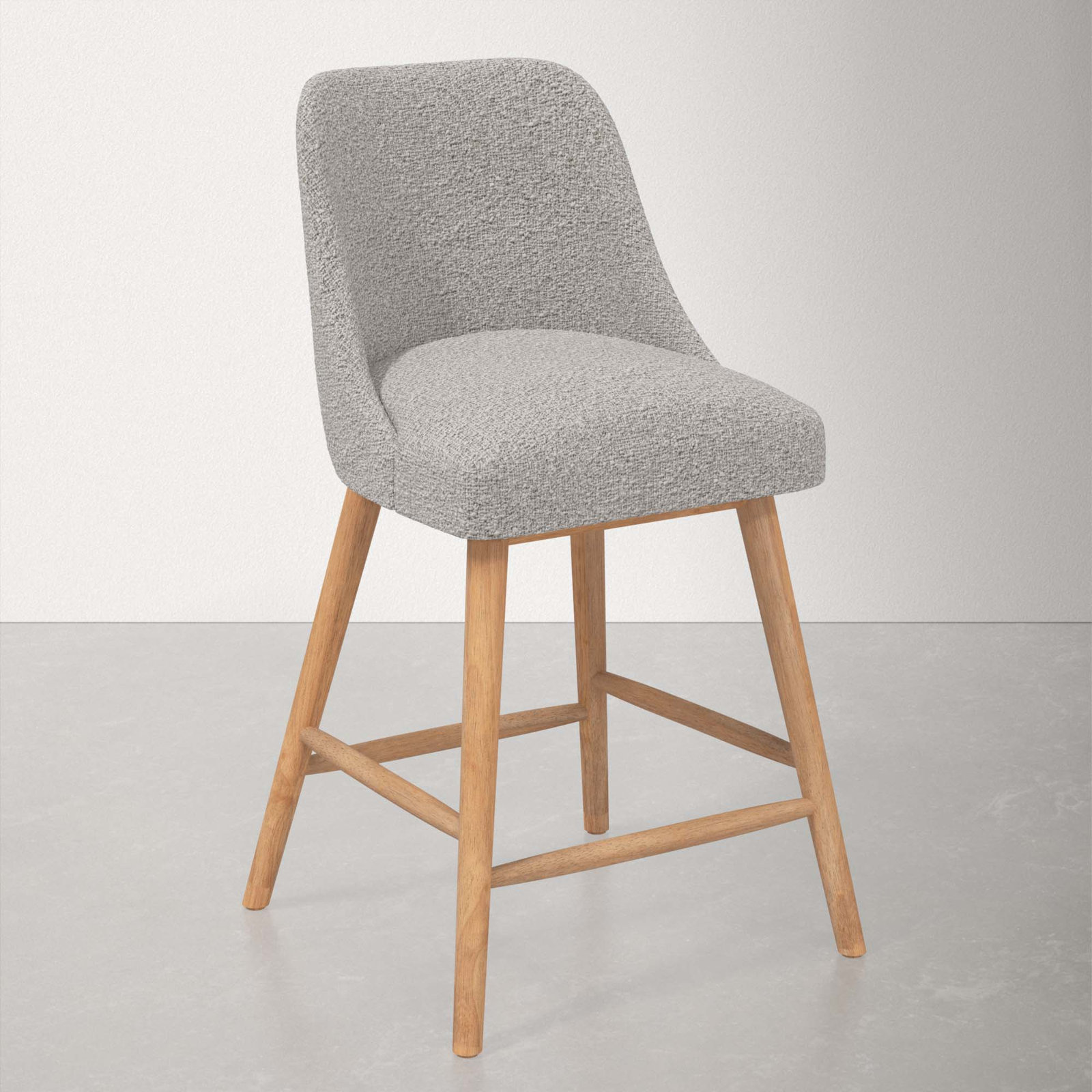 Gallie Bar and Counter Stool, Natural Wood, Counter Stool (27" Seat Height), Classic Elephant Boucle