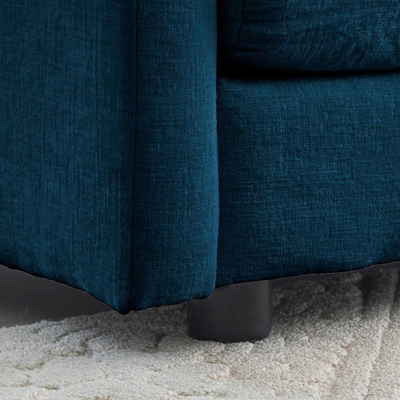 Canapé modulaire 2 places en chenille bleue avec base en bois massif et tissu respirant pour le confort