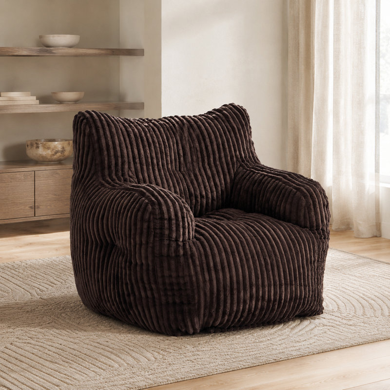Soft Fluffy Corduroy Fabric Bean Bag Chair Filled With Shredded Memory Sponge, Ergonomic Comfortable Seating for Living Room Bedroom Dining Room Hallway, Supports Up to 250 Pounds