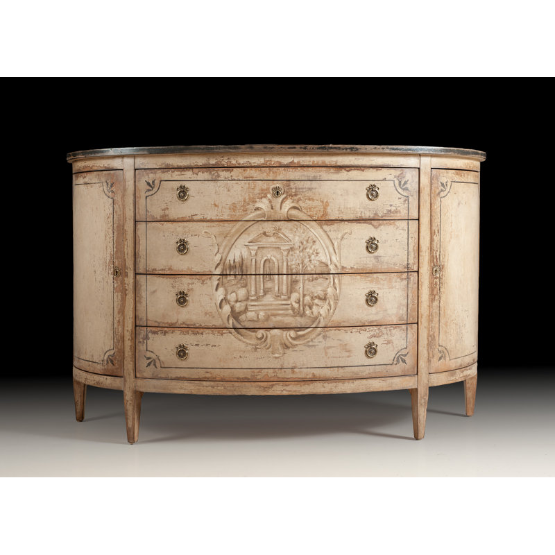 61" Wide 4 Drawer Beech Wood Credenza