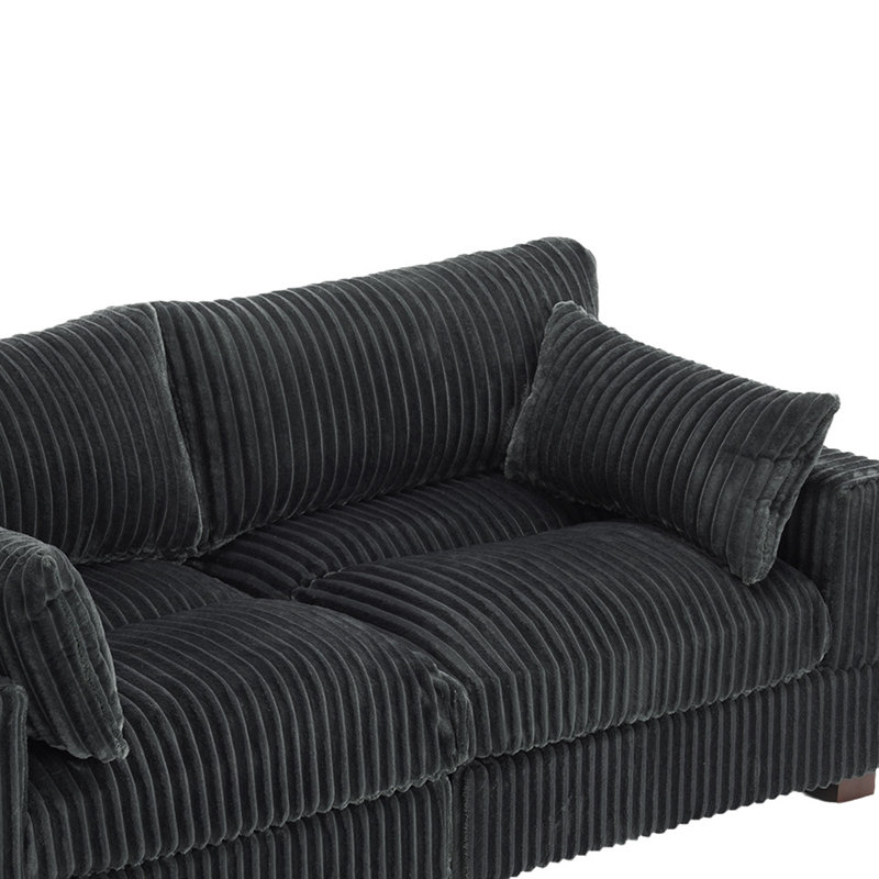 2 - Piece Upholstered Gray Faux Rabbit Fur Flannel Reversible Modular Sofa Living Room Sectional Couch, Gray