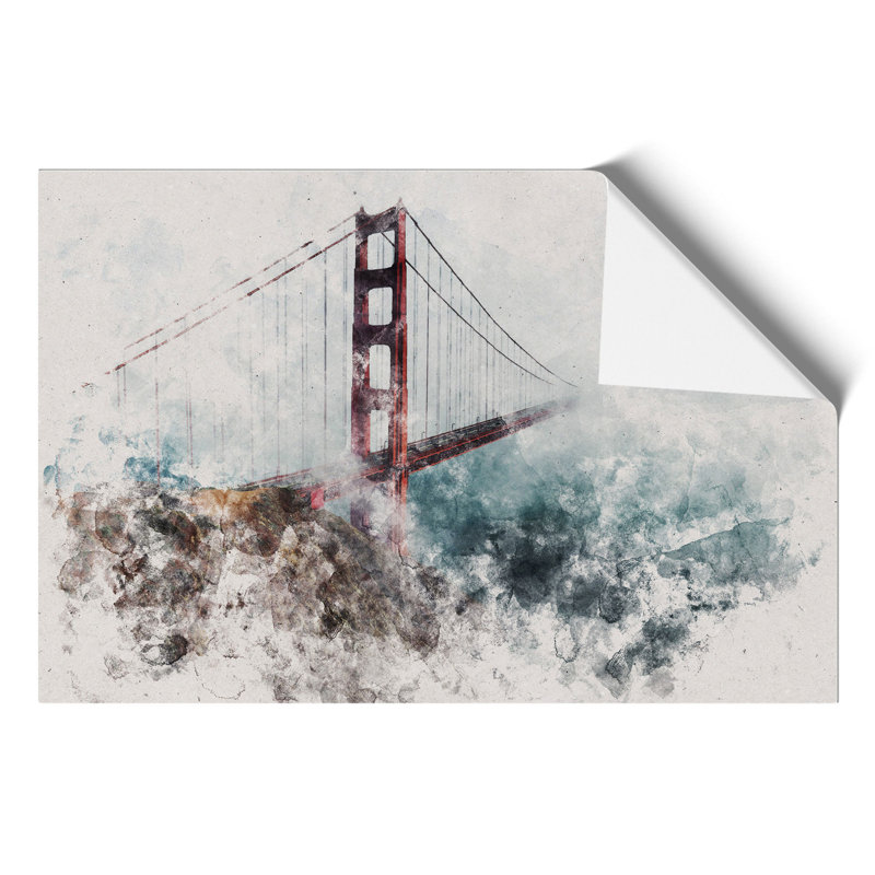 Golden Gate Bridge Watercolour - Frameless Print, 42cm H x 59cm W x 0.1cm D