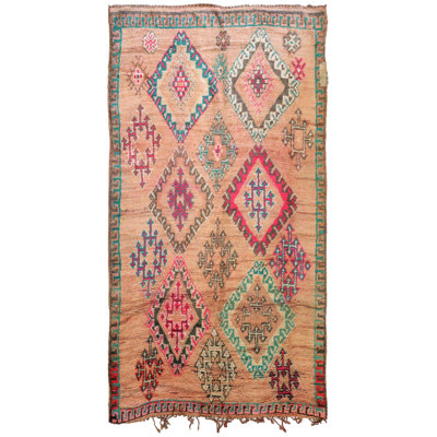 Moroccan Rugs One-of-a-Kind Rectangle 6'4" X 11'7" Wool Area Rug Pink