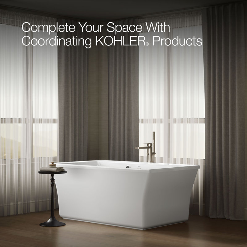 Stargaze 60-in X 30-in Freestanding Bath with Bask Heated Surface and Fluted Shroud, White