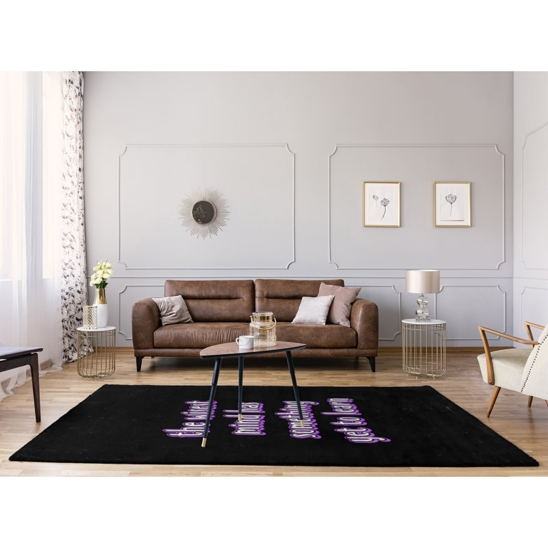 Tapis en chenille poly style citation inspirante Quotes, Rectangle 5 pi x 7 pi