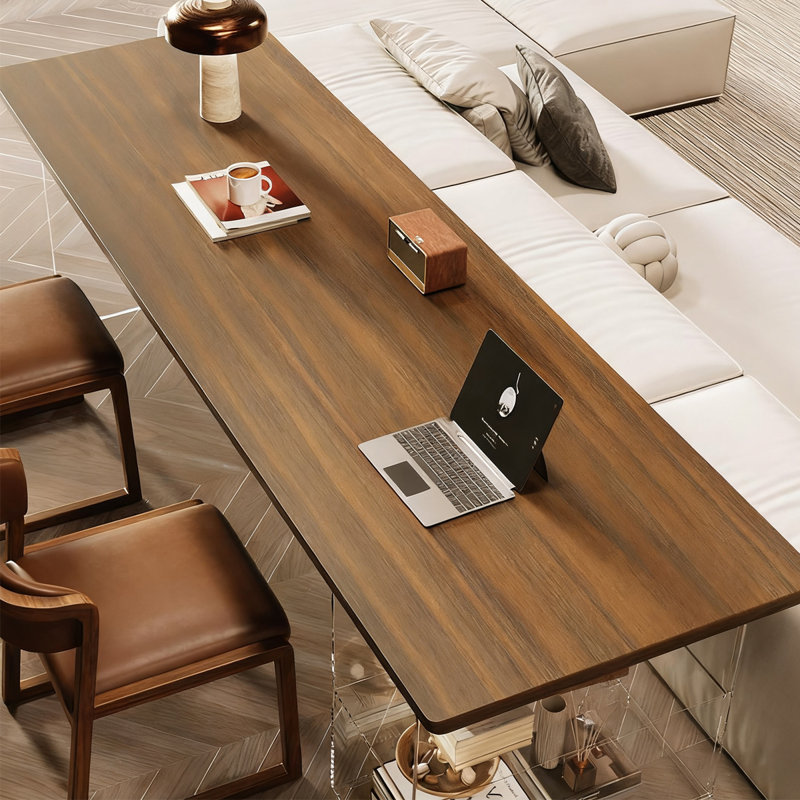 Bureau d'écriture rectangulaire en bois massif brun noisette, H 29,53 po x l 62,99 po x P 23,62 po