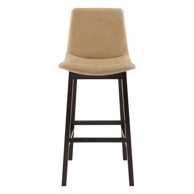 Tabouret de bar et de comptoir moderne en similicuir avec pieds en bois massif (ensemble de 2)