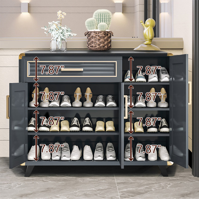 Gray Aluminium Shoe Storage, 39.37" H x 47.24" W x 15.75"D